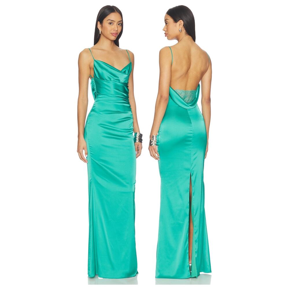 Katie May Hope Gown Maxi Satin Cowl Neck Party Formal Evening Cocktail Prom S